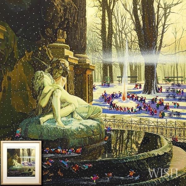 ヒロヤマガタ真作保証美品シルクスクリーン子供達の雪祭り