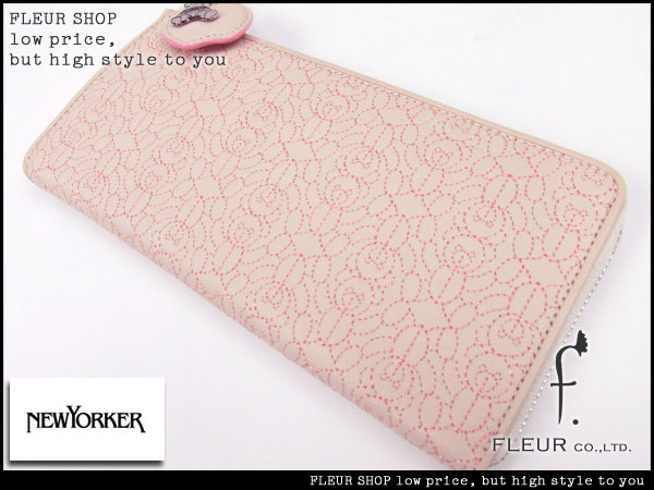 ■F03028■ニューヨーカー ベア刺繍L字ファスナー レザー長財布