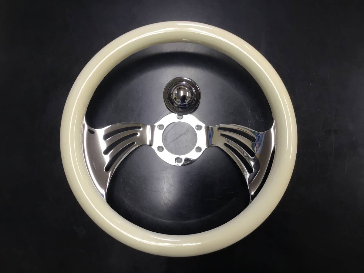 ホワイトウッド　カスタム　約３3.５パイ　ハンドル　ステアリング　小径　ホワイトウッド　ビレット　約335mm　旧車 希少品