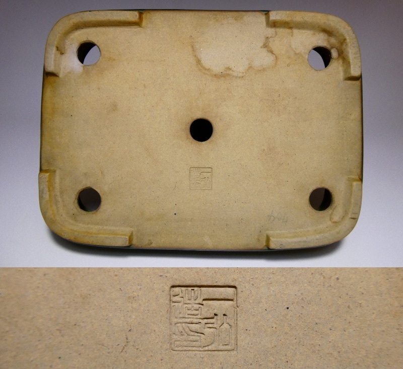 ▽一弘［渡辺壱興］緑釉撫角長方鉢 25×18.5×5cm 【公式通販】