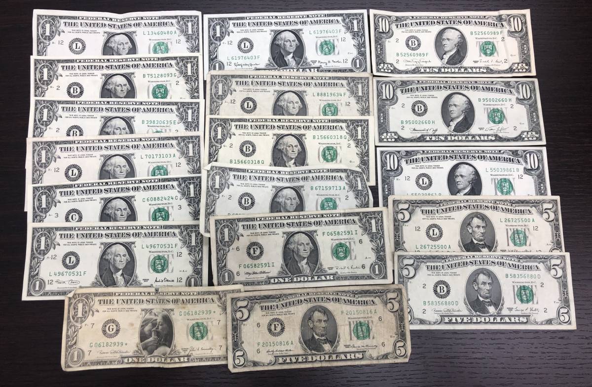 アメリカ ドル紙幣 貨幣 アメリカ ドル紙幣 紙幣 アメリカのお金の種類と知っておいた方が良い注意点｜日本人のための 295ドル分（１００ドル、２０ドル 、５ドル、１ドル） 古銭買取専門店アンティーリンク