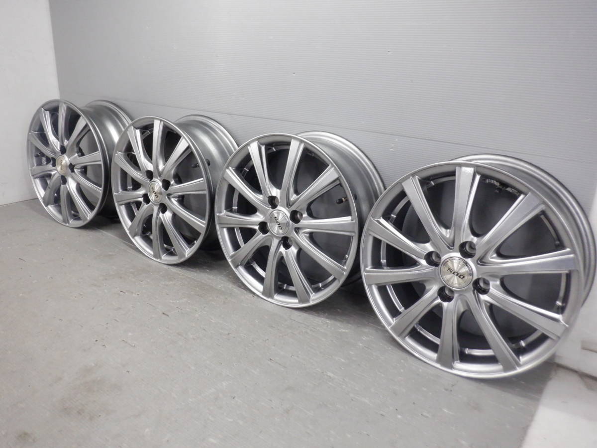 即決 社外 アルミ D.O.S 15x5.5J(ET43) PCD100 4穴　4本セット　アクア ヴィッツ キューブ /40(20)【H0706SW-3】宅配不可(福通営業所止)