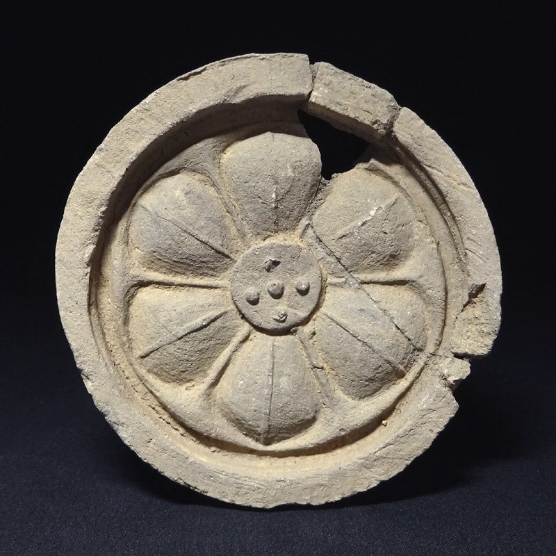 慶應◆奈良～平安時代頃 古瓦 素弁蓮花文鐙瓦 軒丸瓦 3