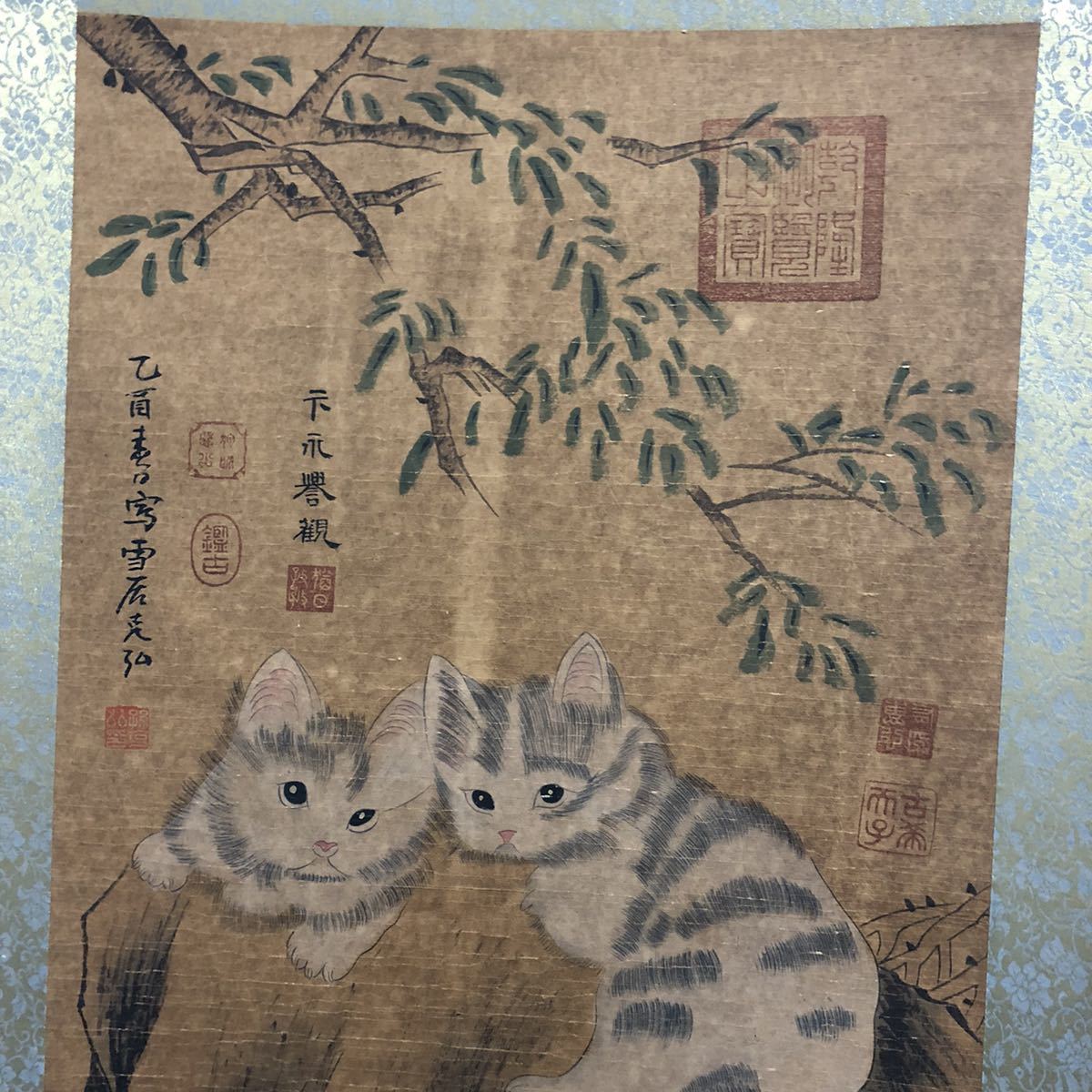 珍藏 古美術 大型 猫図 中堂絵 清代大名家 克弘 江香 馬 卞永譽 乾隆