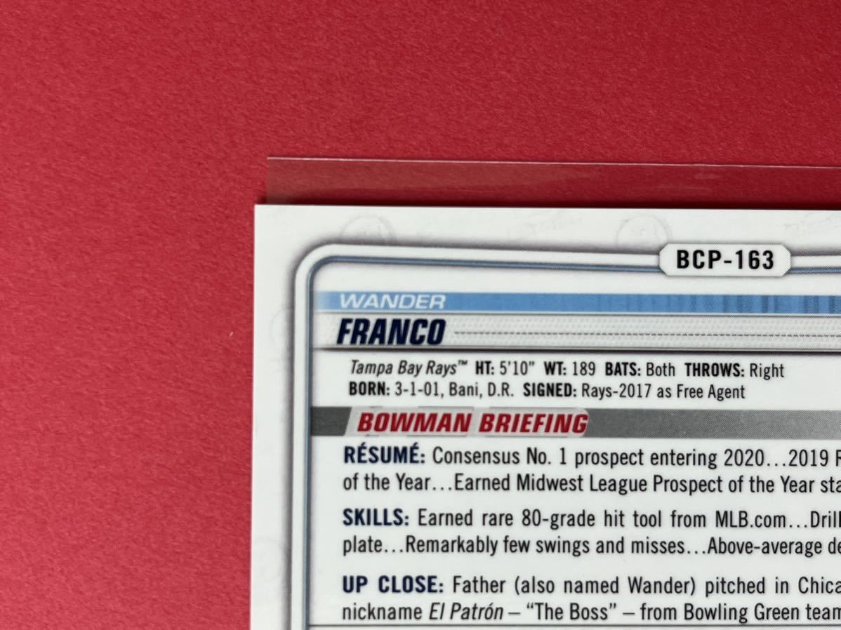 ワンダー・フランコ ボウマン クローム パープル パラレルカード 2020 Bowman Chrome Wander Franco / Purple Shimmer refractor card_8