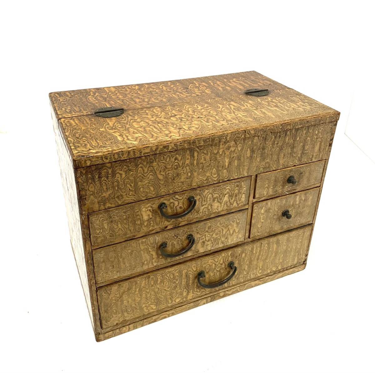 針箱 小引き出し 小箪笥　小物入れ昭和レトロ/アンティーW32cmxD19.5cmxH26cm 和家具 古民具 木製 
