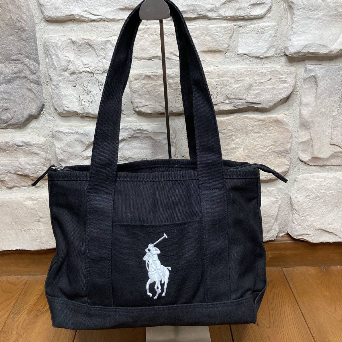 美品】ポロ ラルフローレン トートバッグ ビックポニー ブラック 