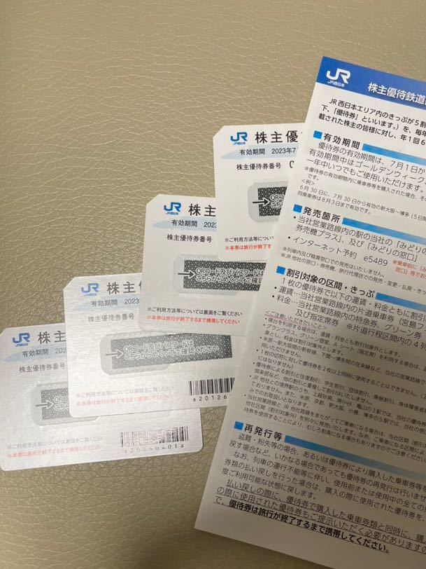 JR西日本　株主優待券　4枚セット