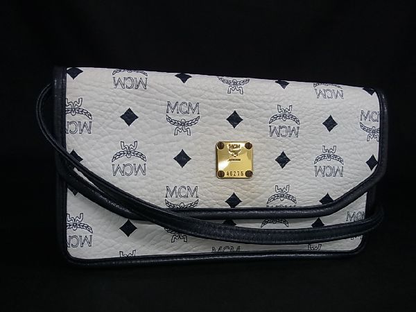 1円 MCM エムシーエム モノグラム ヴィセトス柄 レザー 2WAY クロス 