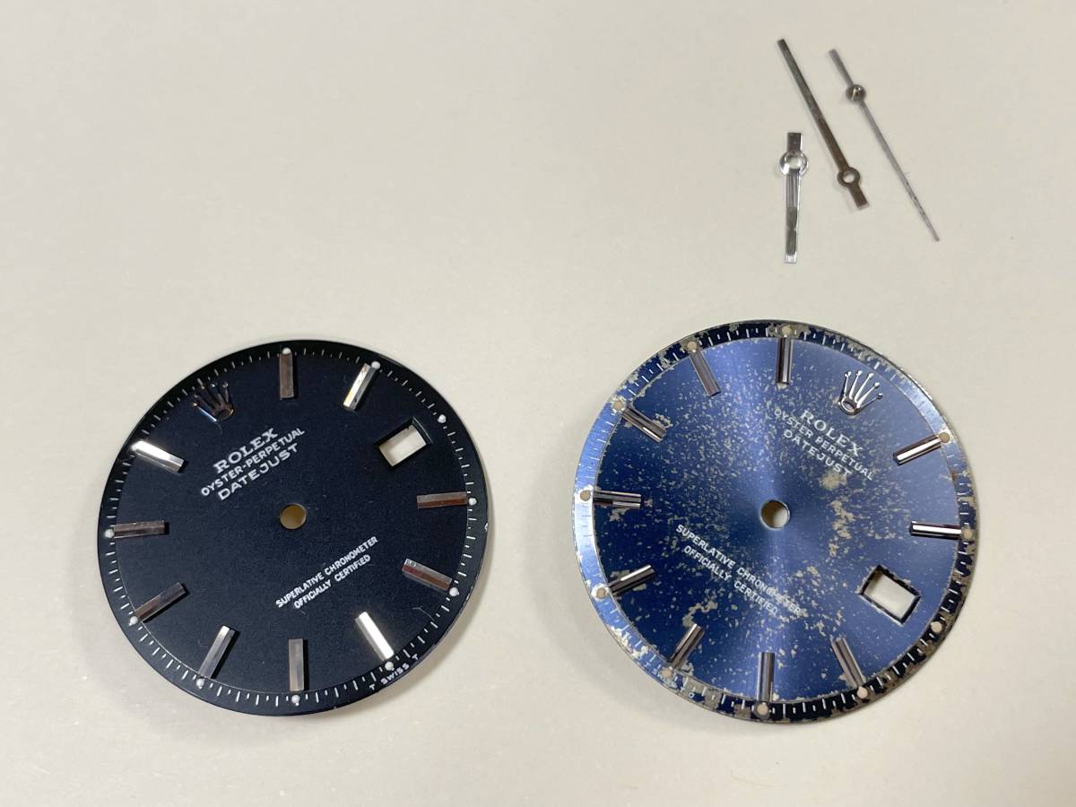 ROLEX DATEJUST 文字盤2枚+針セット ジャンク品 ブラック ブルー