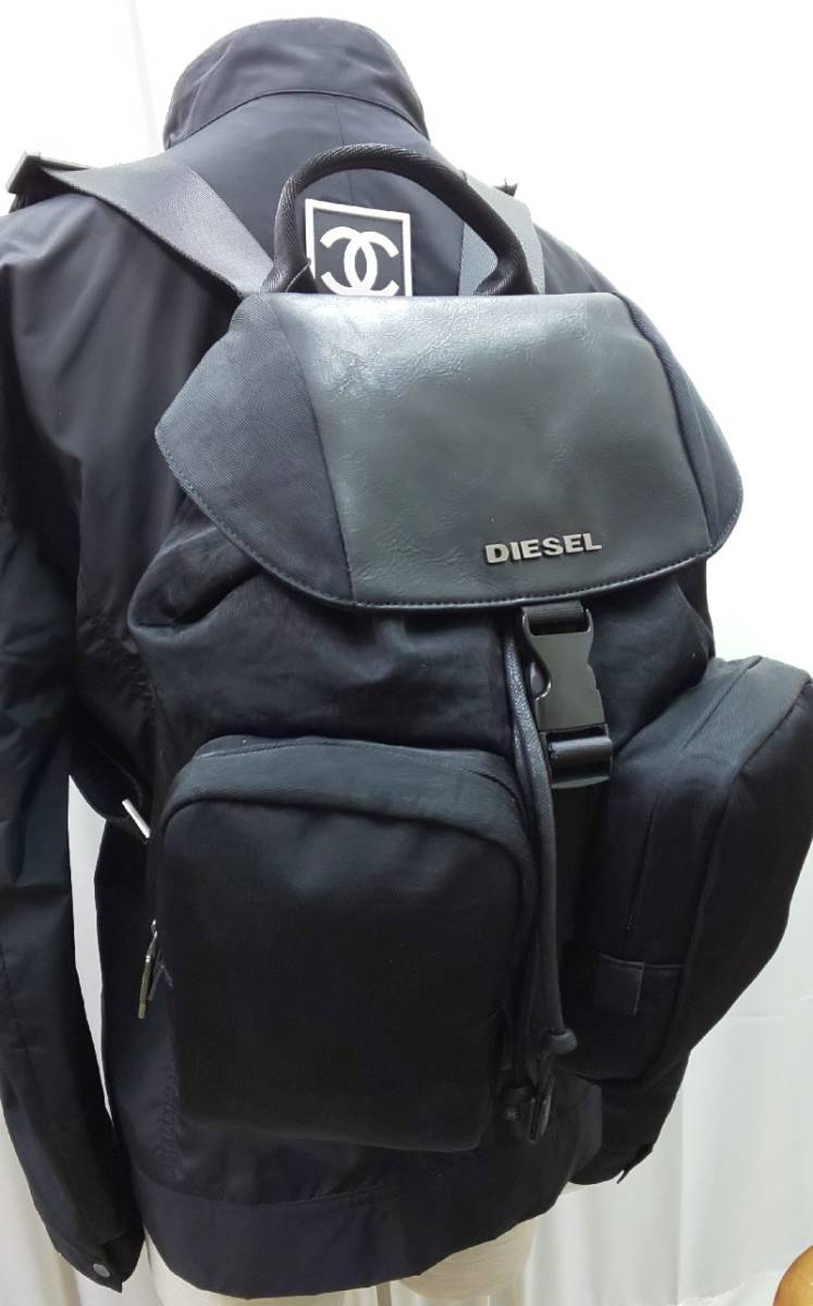 DIESEL ディーゼル レディース フラップトップ ナイロンリュック 黒 未 