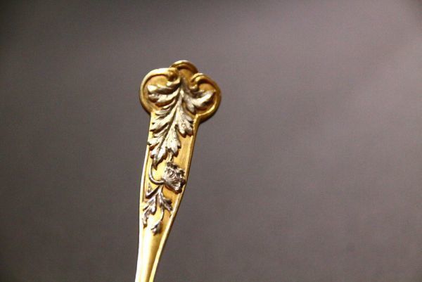 傑作 純銀 フランス シルバー 金鍍金 スプーン ビンテージ
