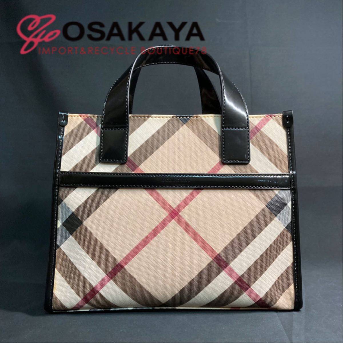 未使用 BURBERRY ノバチェック ミニトートバッグ PVC ピンクベージュ系 