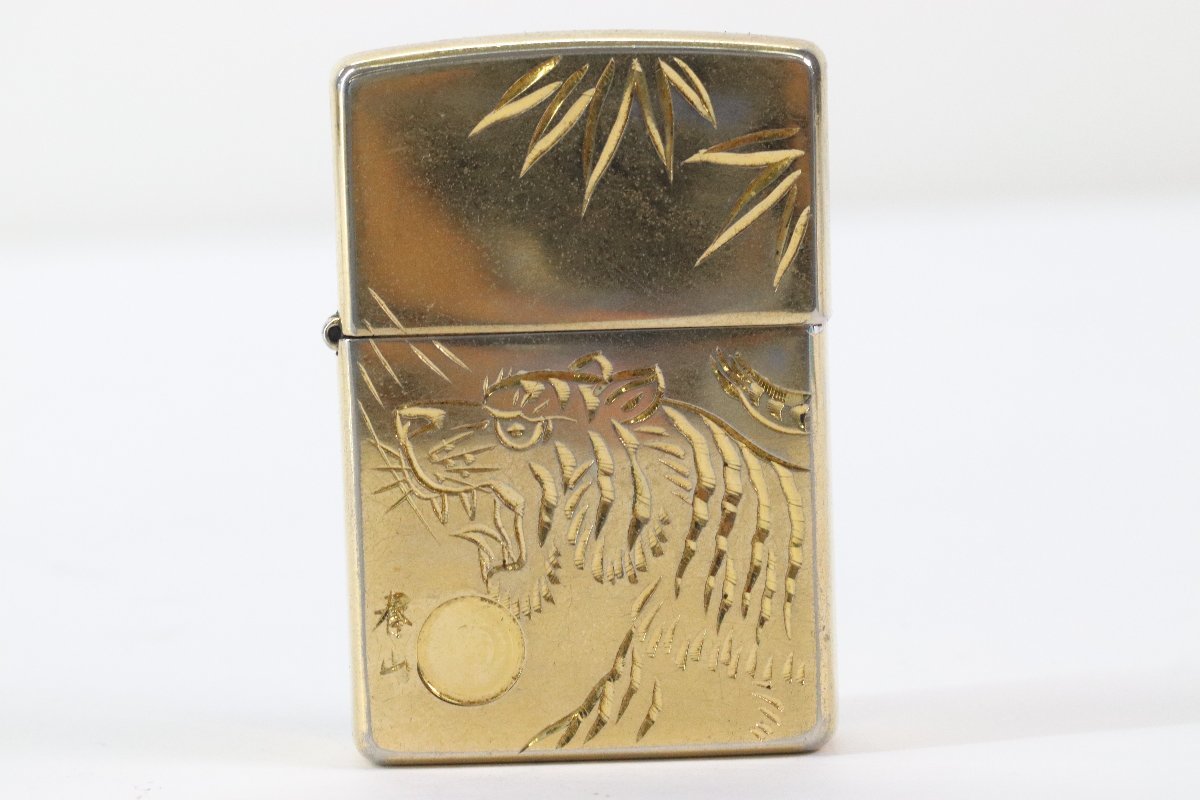 春山zippo ZIPPOスターリングシルバージッポー手彫り □虎/トラ 春山zippo ZIPPOスターリングシルバージッポー手彫り □虎/トラ