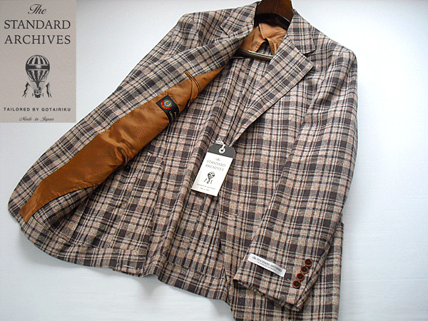 【新品】春夏 12.1万 The STANDARD ARCHIVES 五大陸 gotairiku イタリア製生地CARLO BARBERA 清涼絹麻混 段返りウールジャケット (36B) BB5