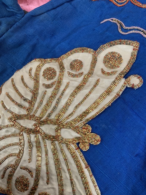 ☆きものさらさ アンティーク着物帯☆肩衣 長袴 2点セット 刺繍 神楽 