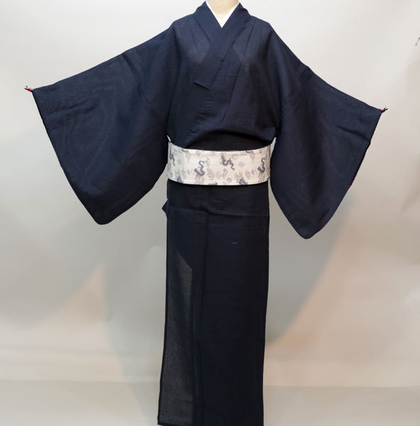 浴衣 しじら織 男性用 綿100％ 紺地 Lサイズ MY STYLE ゆかた単品 新品（株）安田屋 NO30840-1