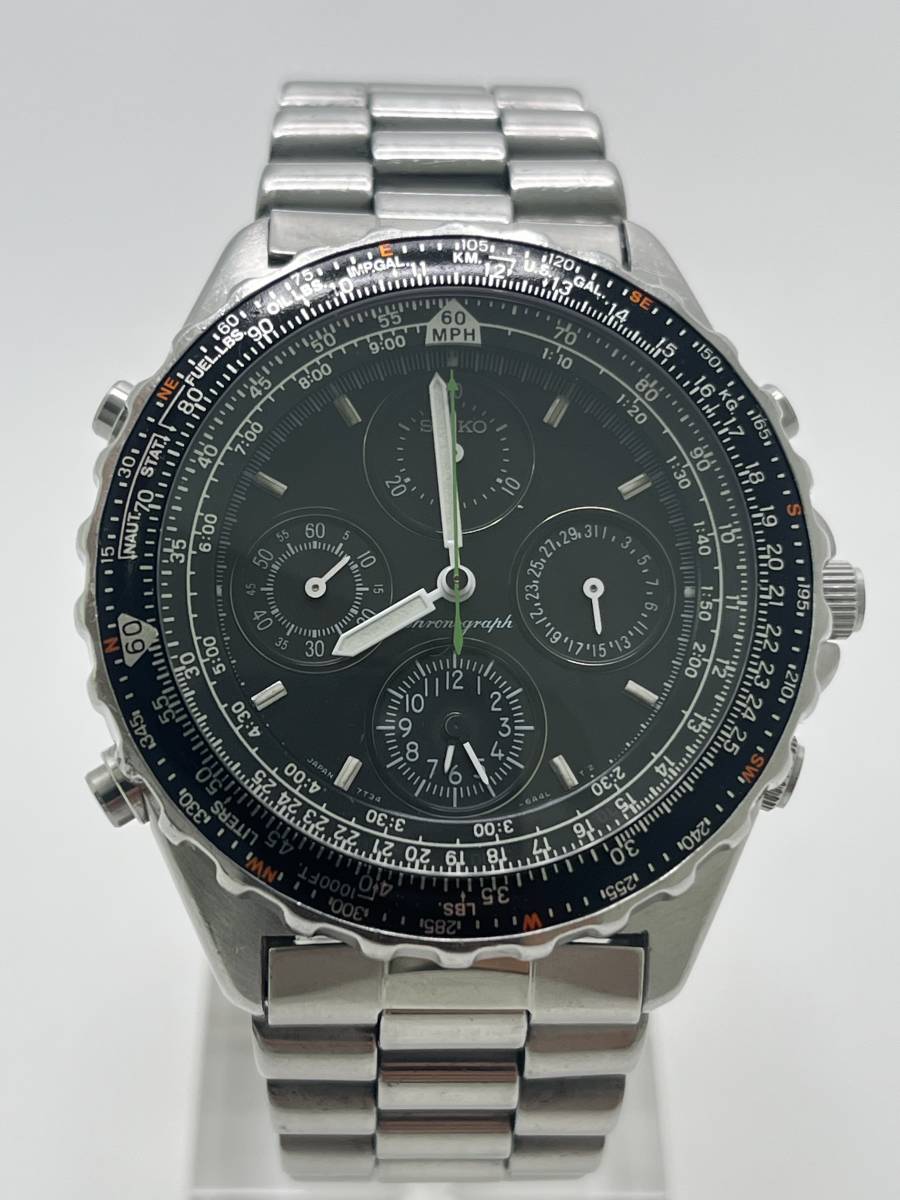 【M22】SEIKO 7T34-6A20 クロノグラフ クォーツ 貴重品 電池交換済み SS メンズ腕時計 動作品 