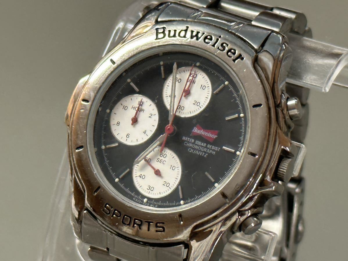 1円〜◇Budweiser バドワイザー SPORTS クロノグラフ メンズ腕時計 