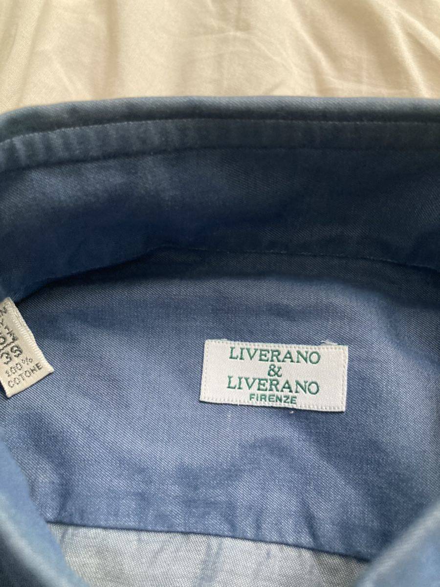 イタリア製　リベラーノリベラーノ liverano & liverano ボタンダウン 長袖　シャンブレー　シャツ コットン　39 M ボレッリ LIVERANO &amp; リベラーノ コート パニコ ＆