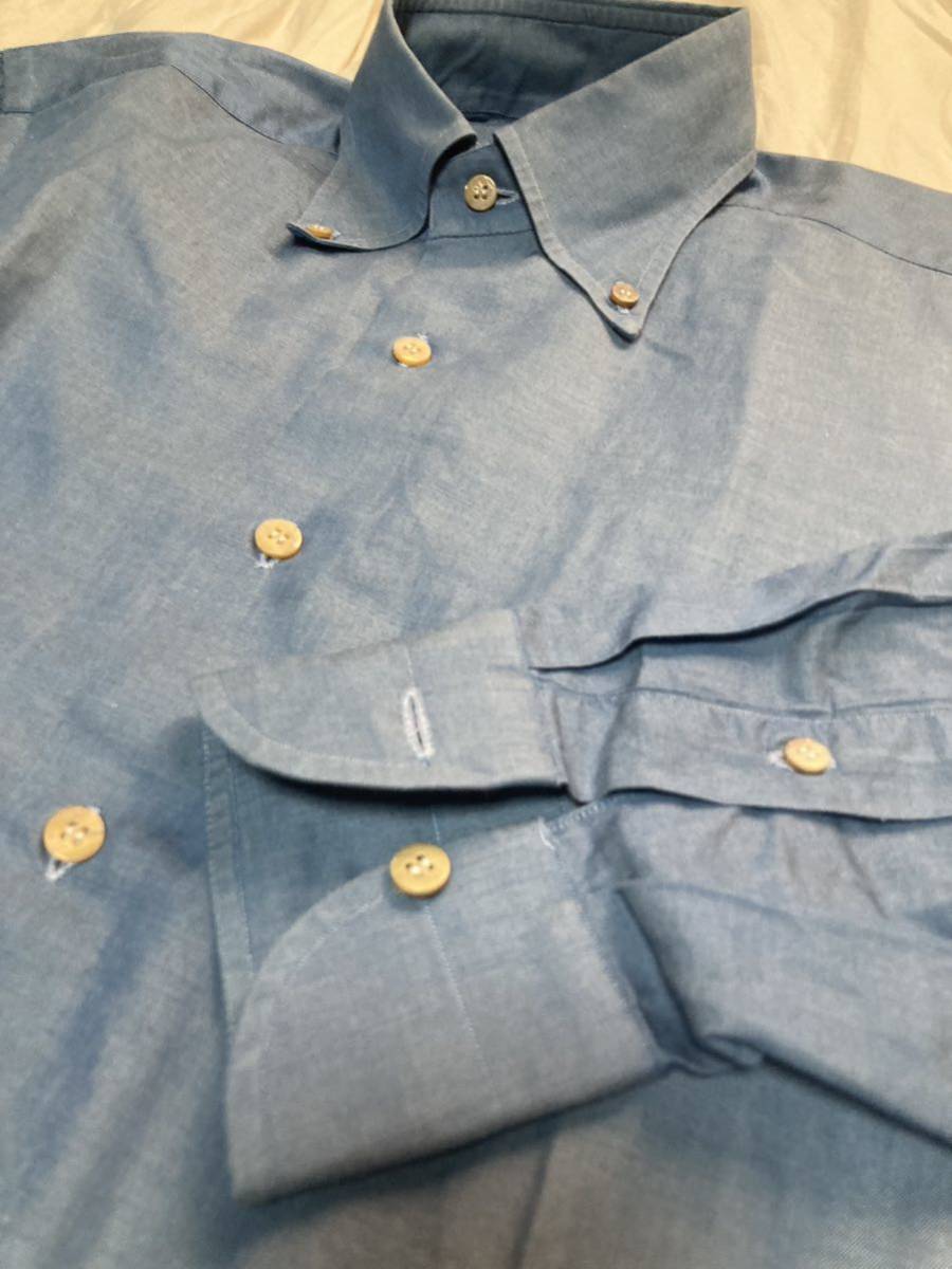 イタリア製　リベラーノリベラーノ liverano & liverano ボタンダウン 長袖　シャンブレー　シャツ コットン　39 M ボレッリ LIVERANO &amp; リベラーノ コート パニコ ＆