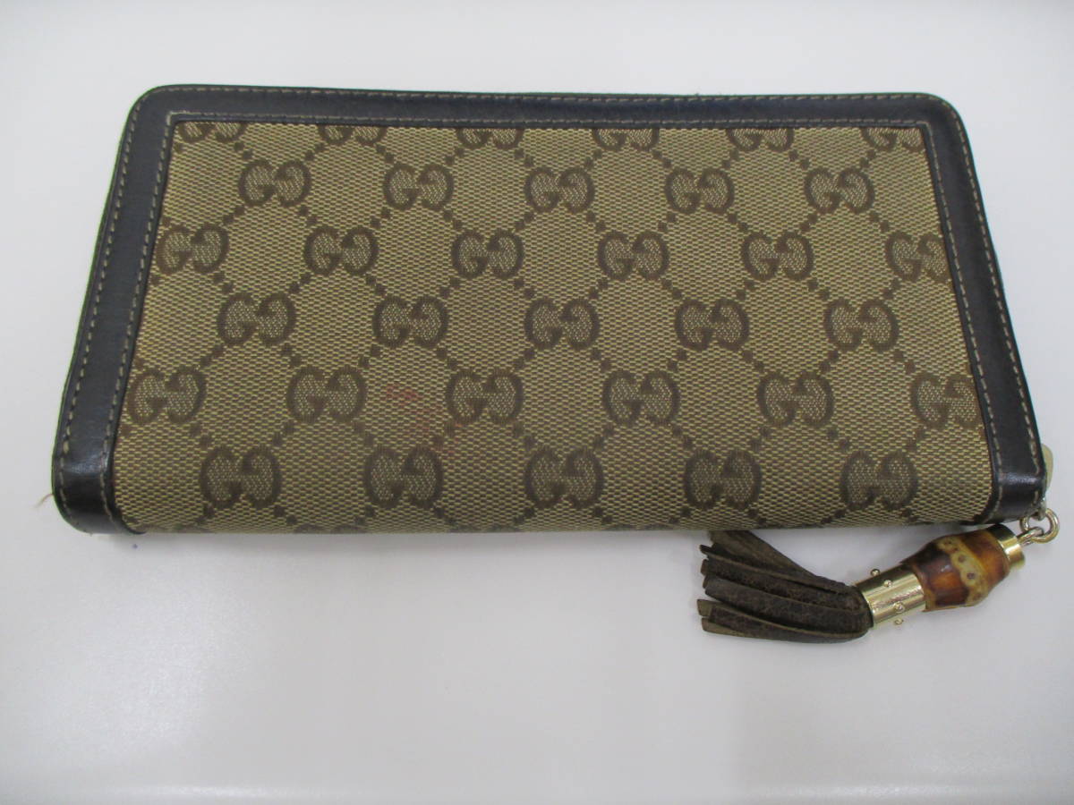 中古品 GUCCI グッチ 224253 バンブー GGキャンバス タッセル ラウンド 