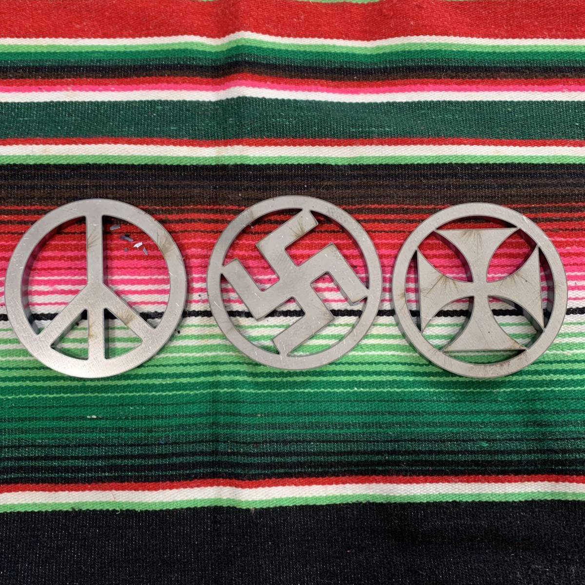 シーシーバー用プレート　ハーレー　チョッパー　エボ　ショベル　パン　ナックル　アイアンクロス　卍　ピースマーク　鉄板