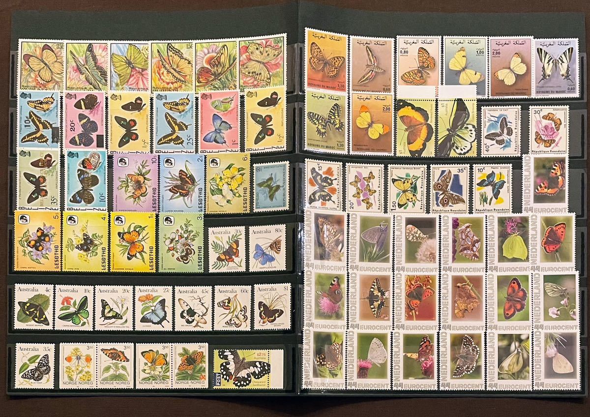 売約2242 【送料無料】外国切手 蝶 各種 未使用 まとめて 外国切手