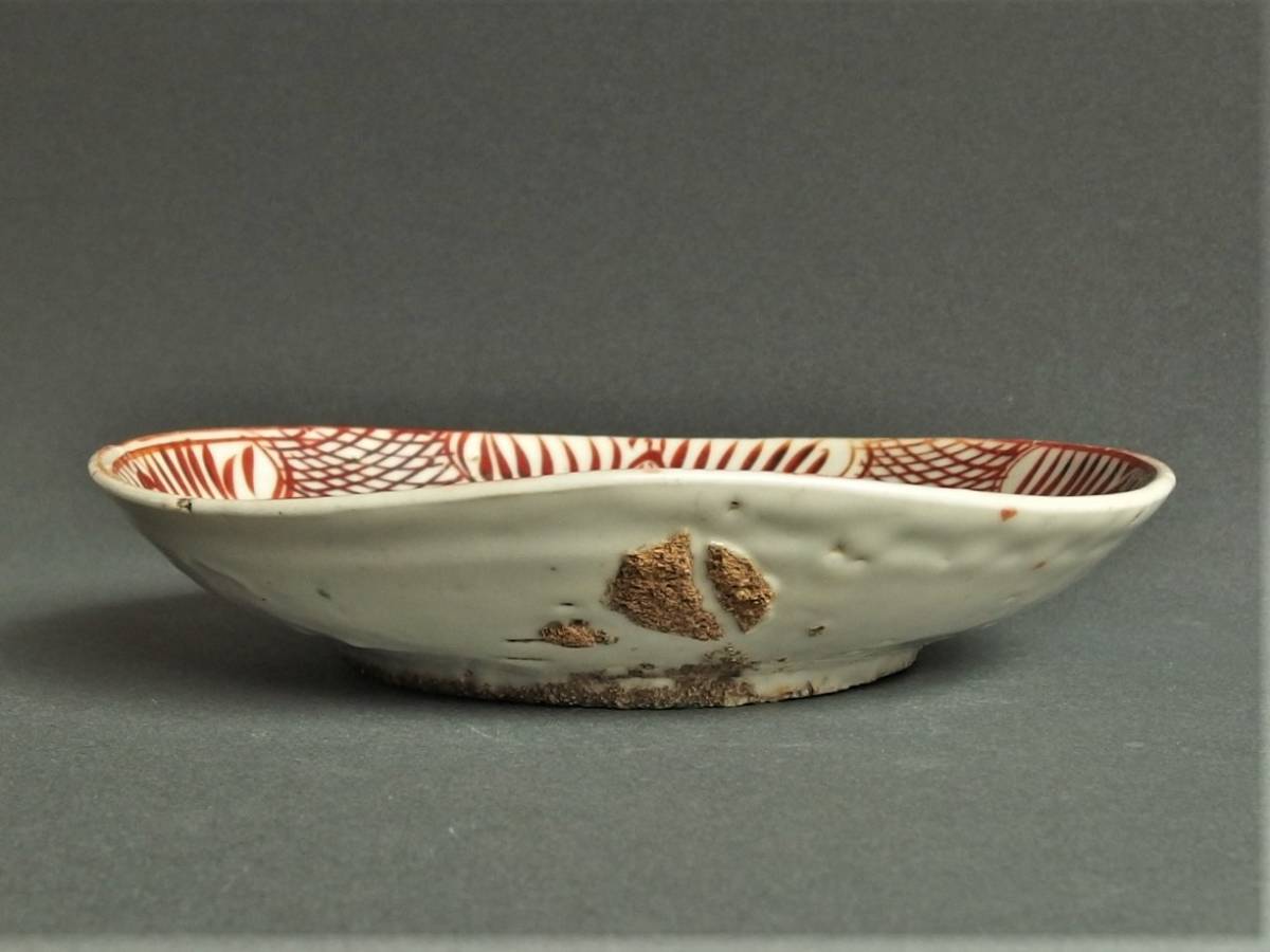 天平堂（TENPYODO） 呉須赤絵牡丹鳳凰文平鉢（明時代） 中国古玩 径