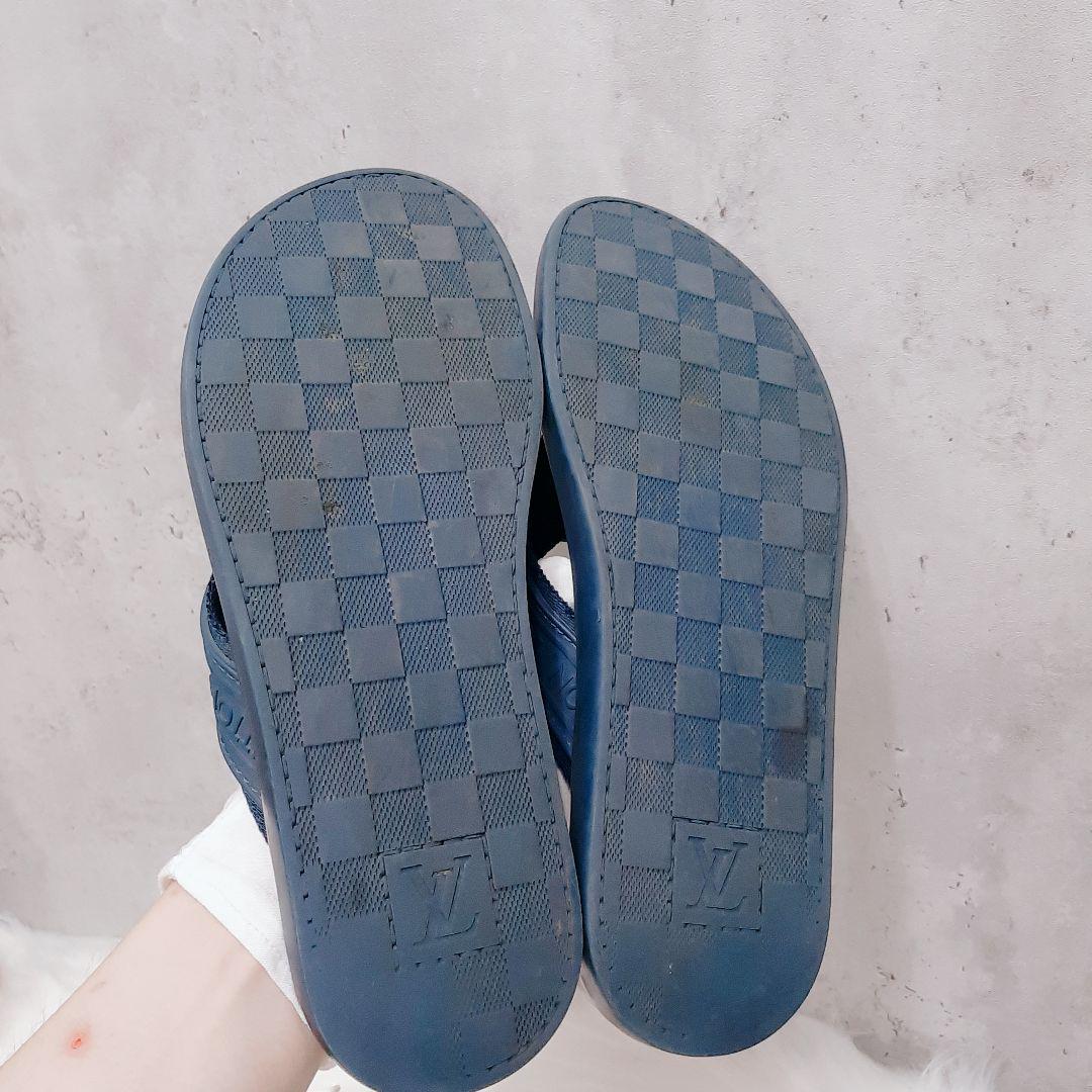 LOUIS VUITTON ダミエ ビーチサンダル ブルー 1円～【夏の訪れ】ルイヴィトン Louis Vuitton ダミエ ビーチサンダル