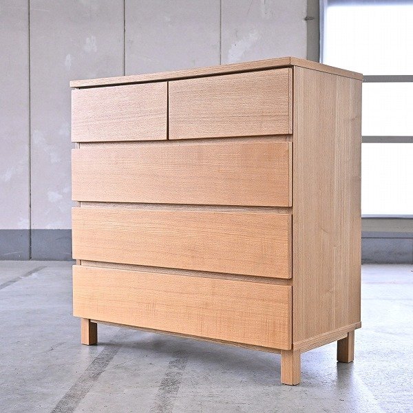 無印良品 木製チェスト4段 タモ材 人気の無印良品(MUJI)のタモ材を