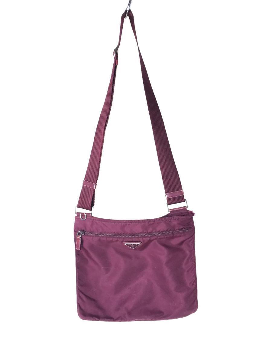 PRADA◆ショルダーバッグ/-/ブラッド/無地