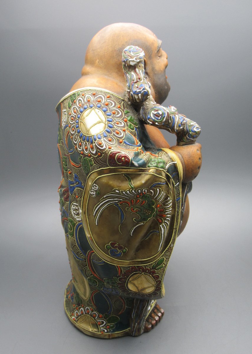 A303◇九谷焼 布袋像 高さ30cm 布袋様 七福神 縁起物 九谷 伝統工芸 