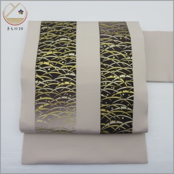 ★着物10★ 1円 絹 名古屋帯 塩瀬 お太鼓柄 九寸帯 長さ370cm [同梱可] ☆☆