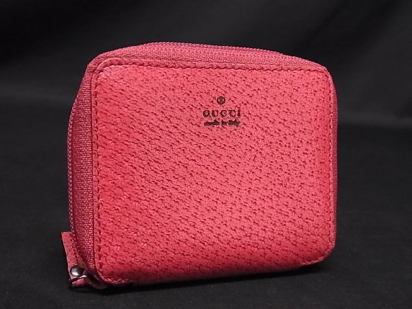 1円 ■美品■ GUCCI グッチ 115276-0416 レザー ラウンドファスナー コインケース コインパース 小銭入れ 財布 ピンク系 DA4202