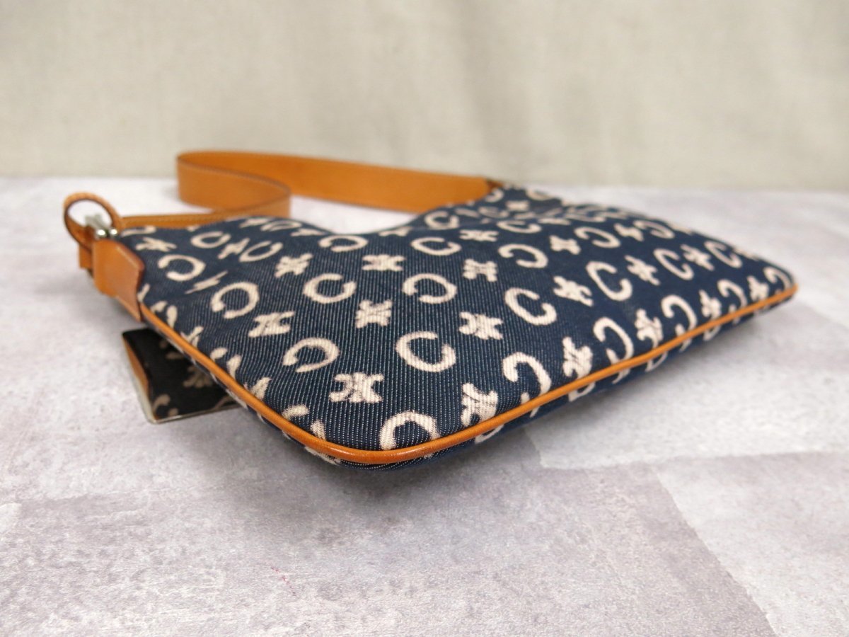 超美品○CELINE セリーヌ○Cマカダム○デニム カーフ レザー 本革  