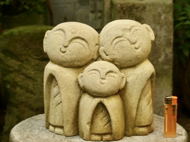 三地蔵様の石像h21cm 仏像 お地蔵さん 地蔵菩薩 石仏 0723 地蔵菩薩