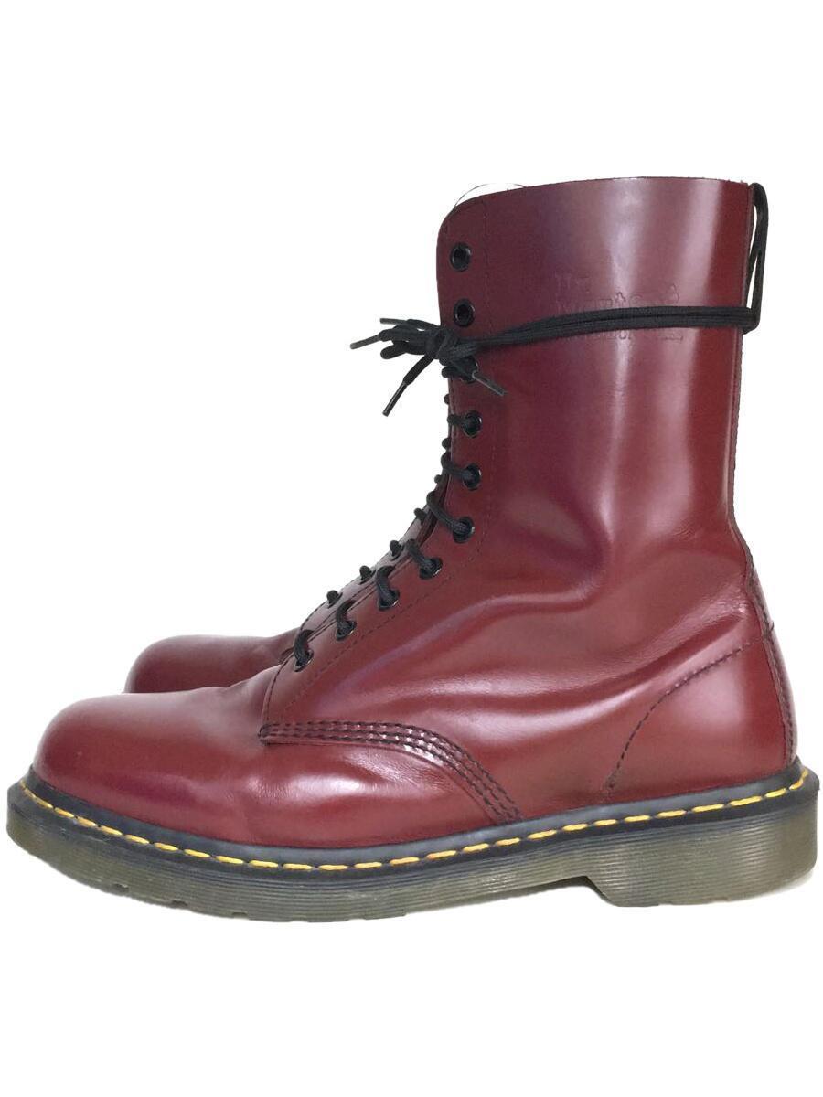 Dr.Martens◆10ホールブーツ/STANDARD FIT/UK10/ボルドー/レザー/1490/履きジワ有