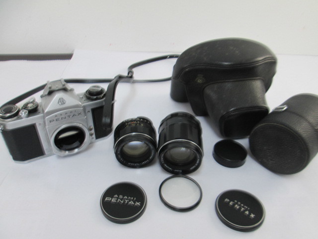  Super-Takumar レンズ 1:2.8/105mm 1:1.8/55mm ASAHIPENTAX SVボディ レンズ2点ボディ1点セット 一眼レフカメラ 7:19A0.7/31(ペンタックス)｜売買されたオークション情報、yahooの商品情報をアーカイブ公開 - オ マニュアルフォーカス
