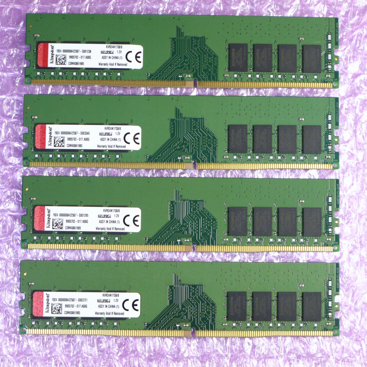 【動作品】Kingston DDR4 2400 32GB (8GB×4枚) Kingston DDR4 メモリ DDR4-2400Mhz 8GB×4枚 32GB Kingston 金士頓DDR4