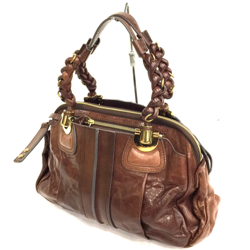 1円 クロエ 031056-24 エロイーズ ハンドバッグ ゴールド金具 レディース ブラウン系 茶系 保存袋付き Chloe