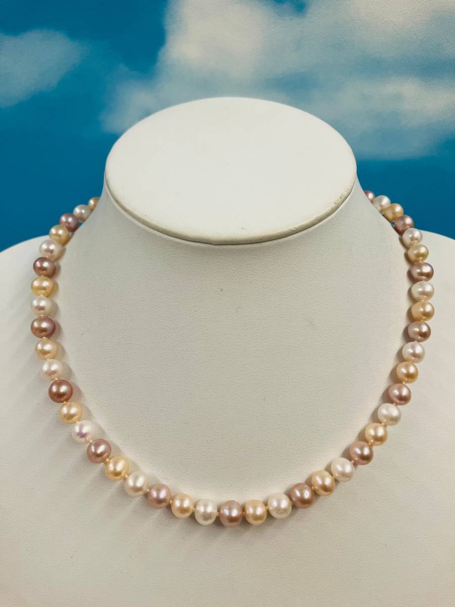 真珠の聖地　加長４５ｃｍ綺麗８．３mm多色真珠ネックレス