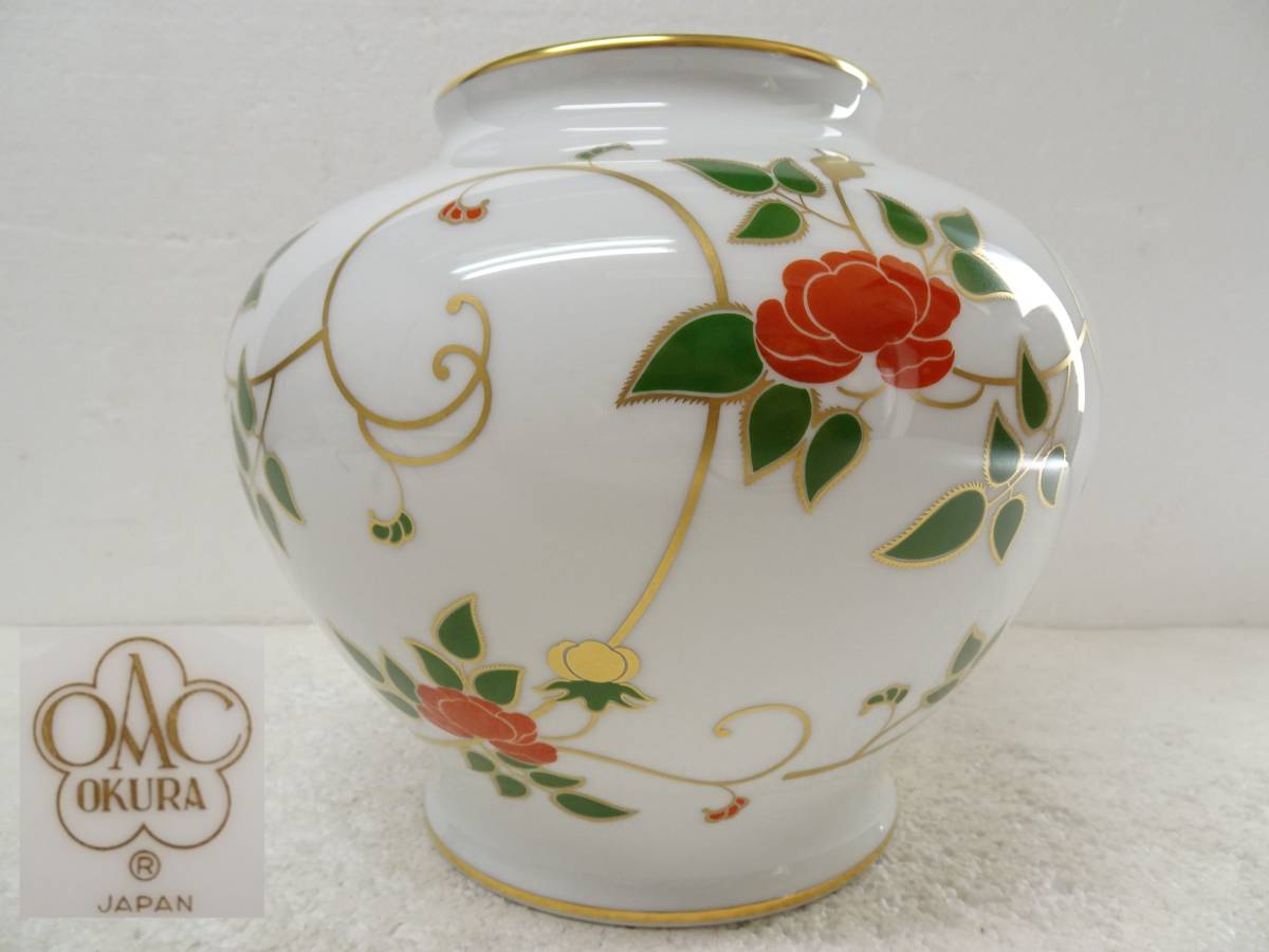 大倉陶園 花瓶 - 金蝕バラ 金彩 フラワーベース 金蝕薔薇 OKURA by バラ