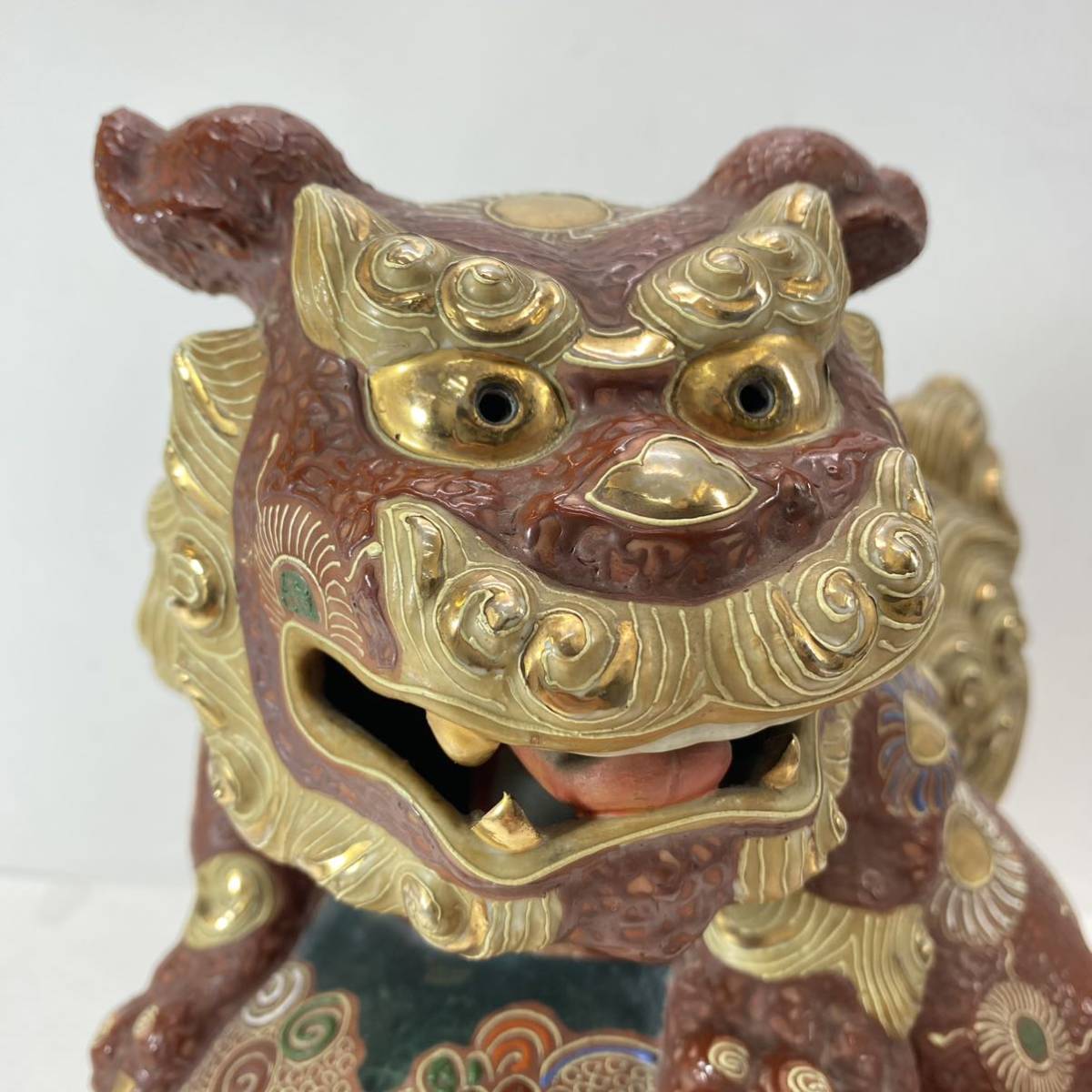 九谷焼 獅子 シーサー 狛犬 置物 陶器 オブジェ 縁起物 魔除け 骨董