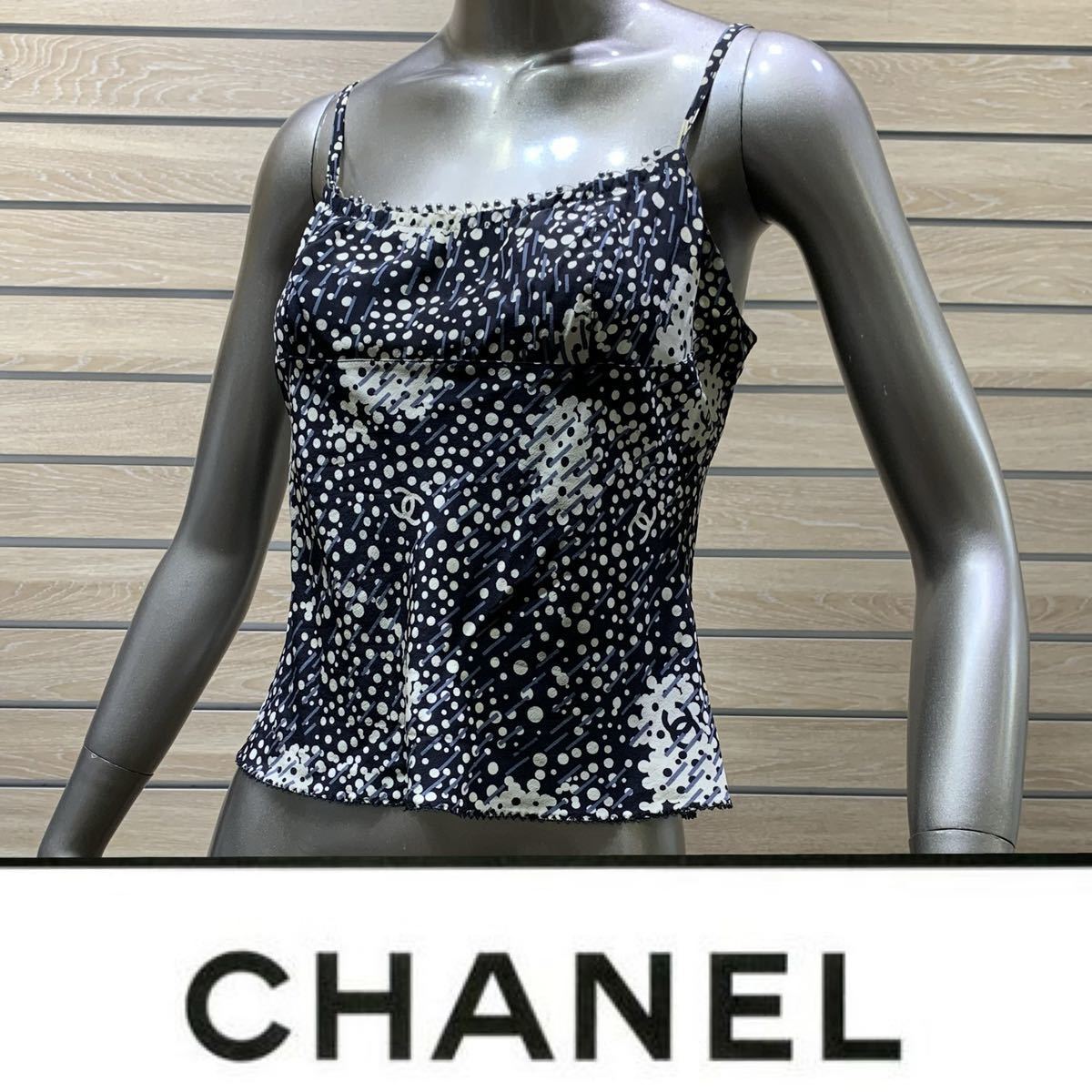12 CHANEL シャネル 02s シルク100% ココマーク CC ロゴ ドット パール 