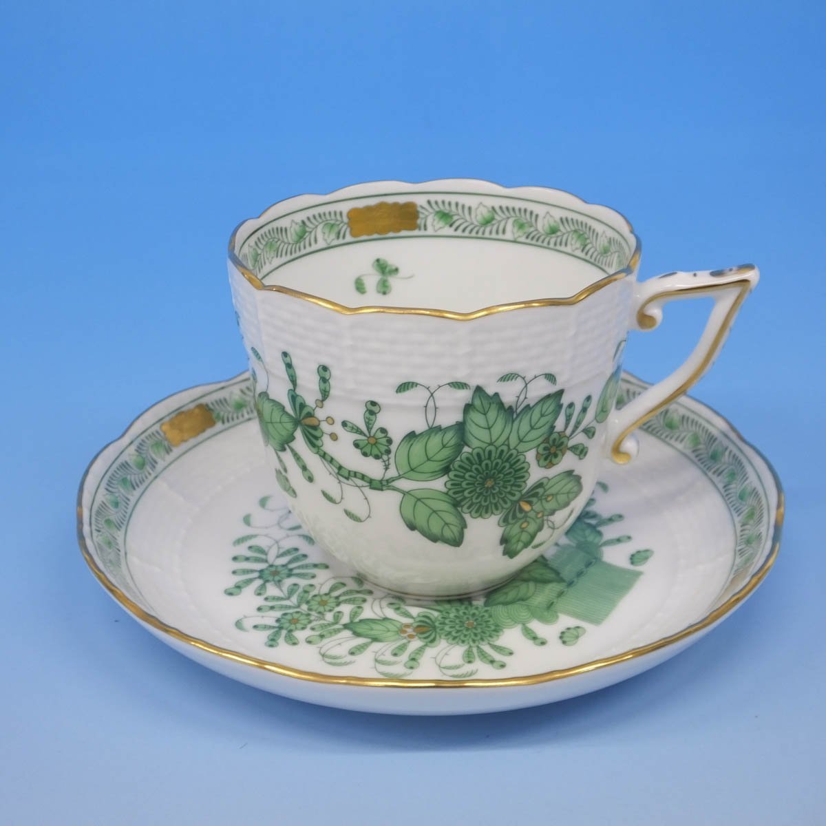 質マルタカ HEREND ヘレンド アポニーグリーン ティーセット カップ