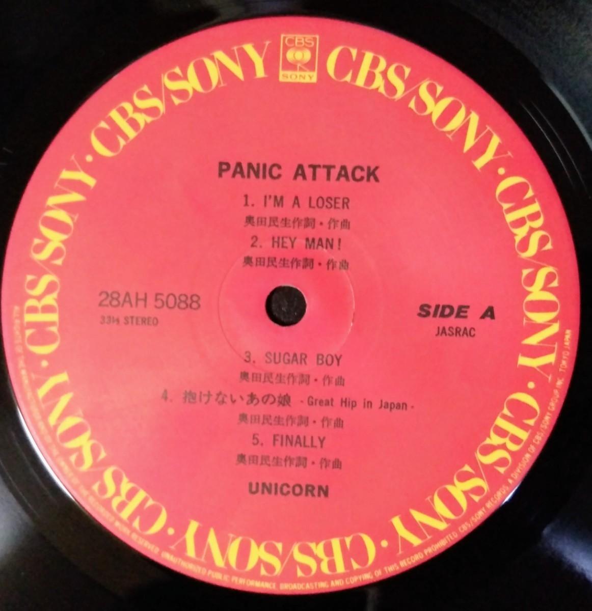 貴重盤 / UNICORN / PANIC ATTACK (JAPAN Vinyl LP レコード 