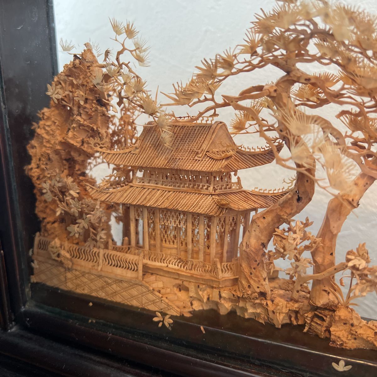 騰立】中国美術.細工彫刻.人山水合 風景図 置物□109029