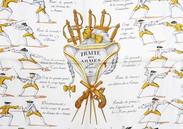 カレ90 エルメス スカーフ HERMES 『TRAITE' DE ARMES(フェンシング柄