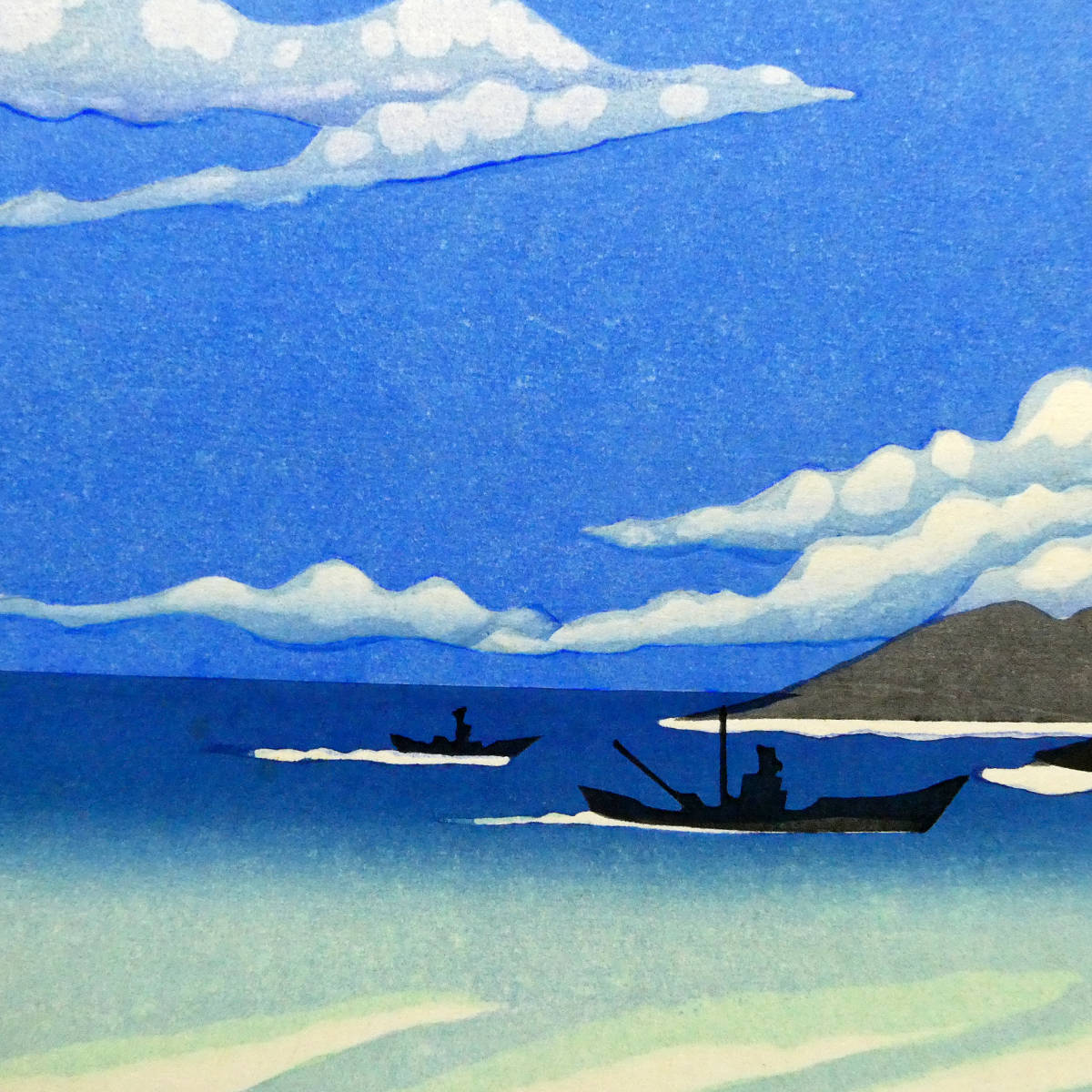 関野凖一郎◇木版画作品◇「尖閣諸島」◇直筆鉛筆サイン◇シートに